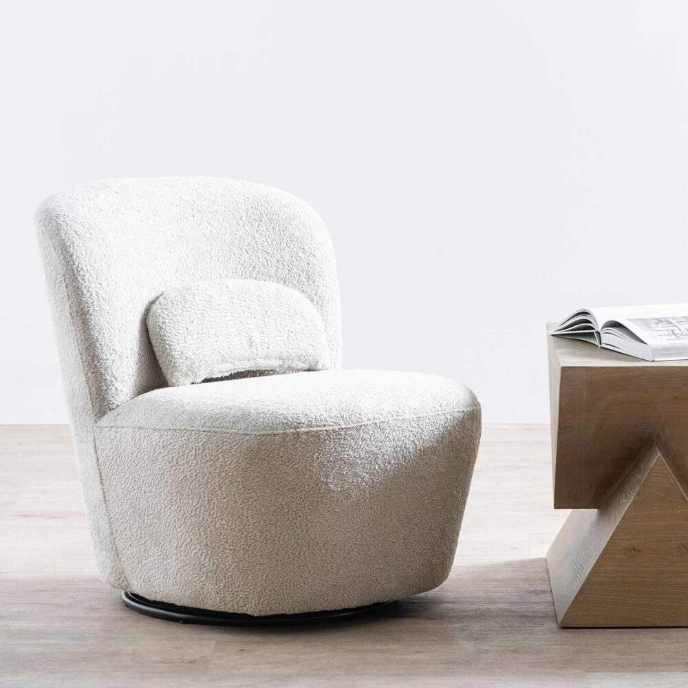 Zamora Swivel Lounge Chair - Ivory Teddy - Image 3