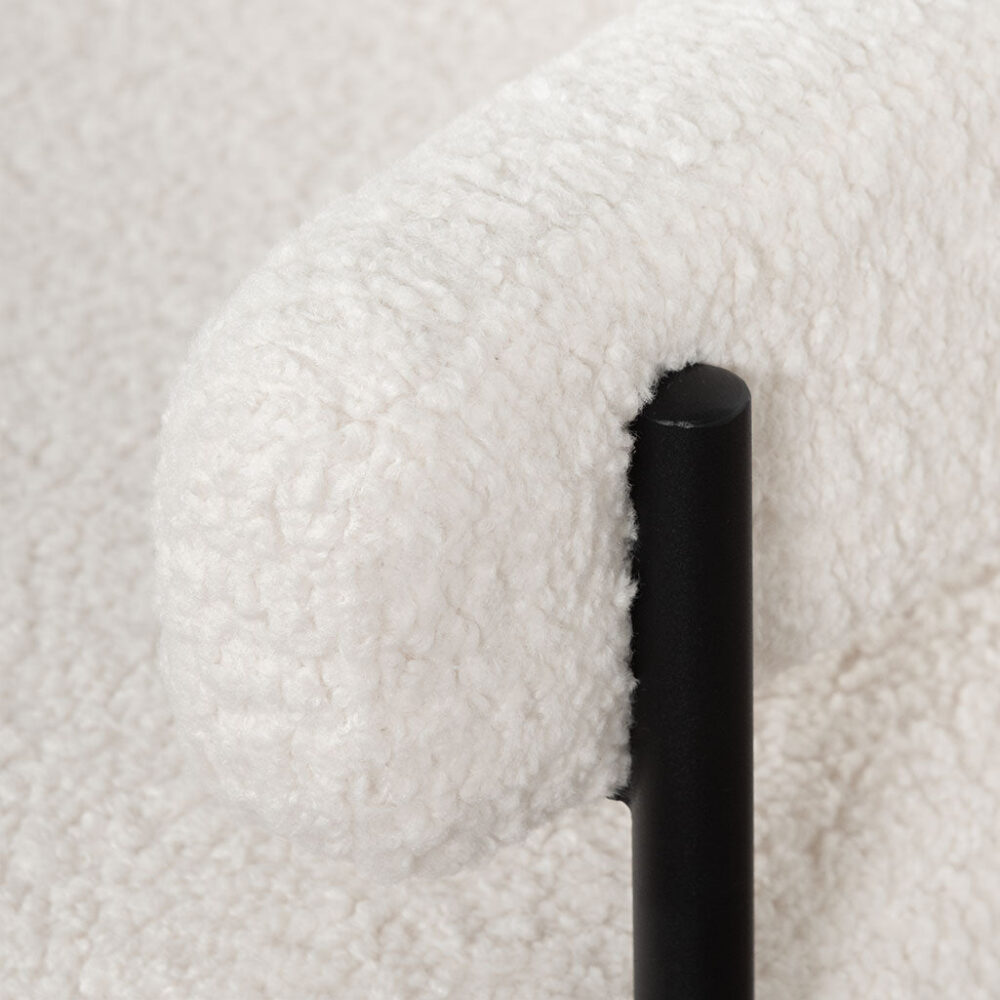 Walton Ivory White Sherpa Armchair - Black Legs - Image 9