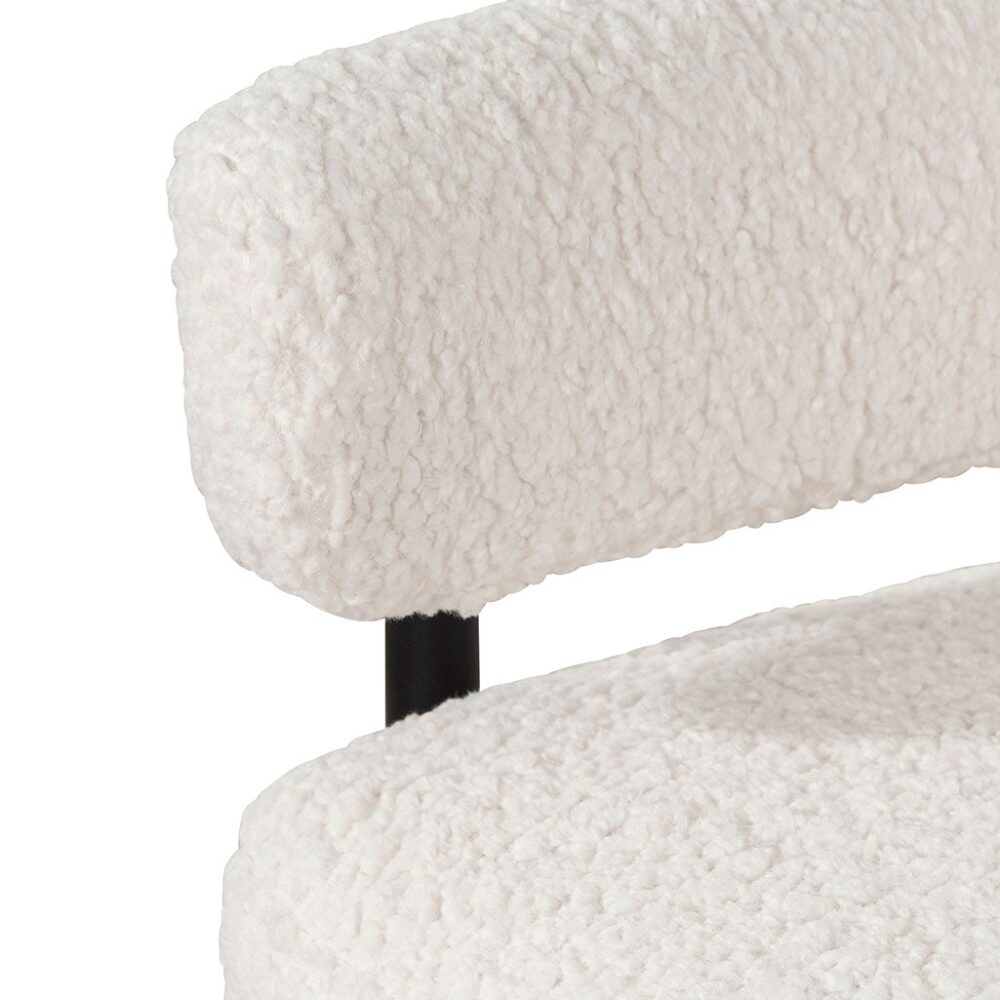 Walton Ivory White Sherpa Armchair - Black Legs - Image 11