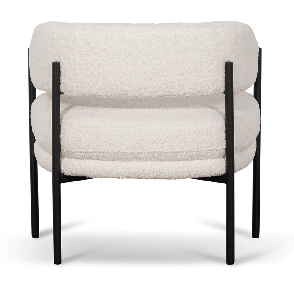 Walton Ivory White Sherpa Armchair - Black Legs - Image 5