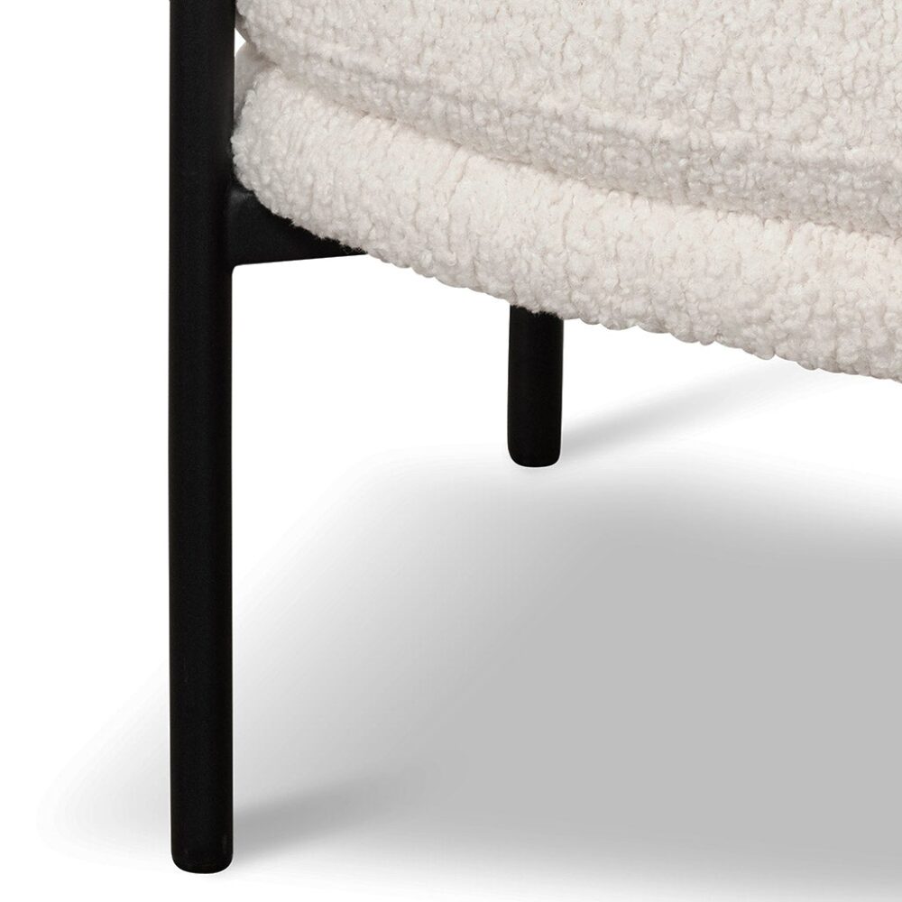 Walton Ivory White Sherpa Armchair - Black Legs - Image 16