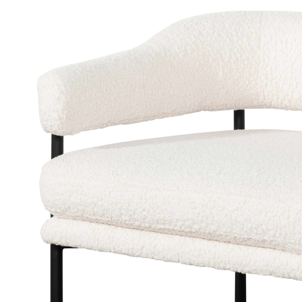 Walton Ivory White Sherpa Armchair - Black Legs - Image 6