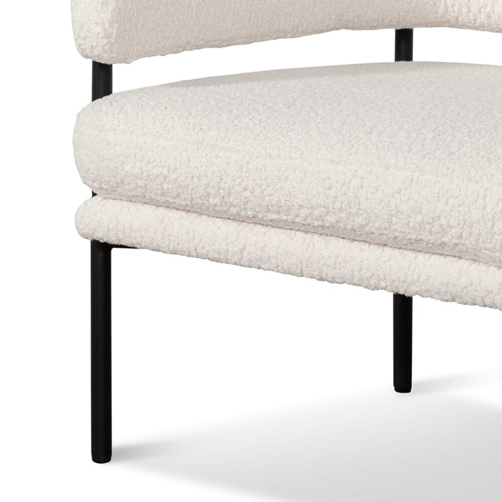 Walton Ivory White Sherpa Armchair - Black Legs - Image 17