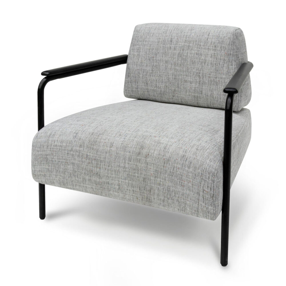 Constance Fabric Armchair - Light Spec Grey with Black Legs