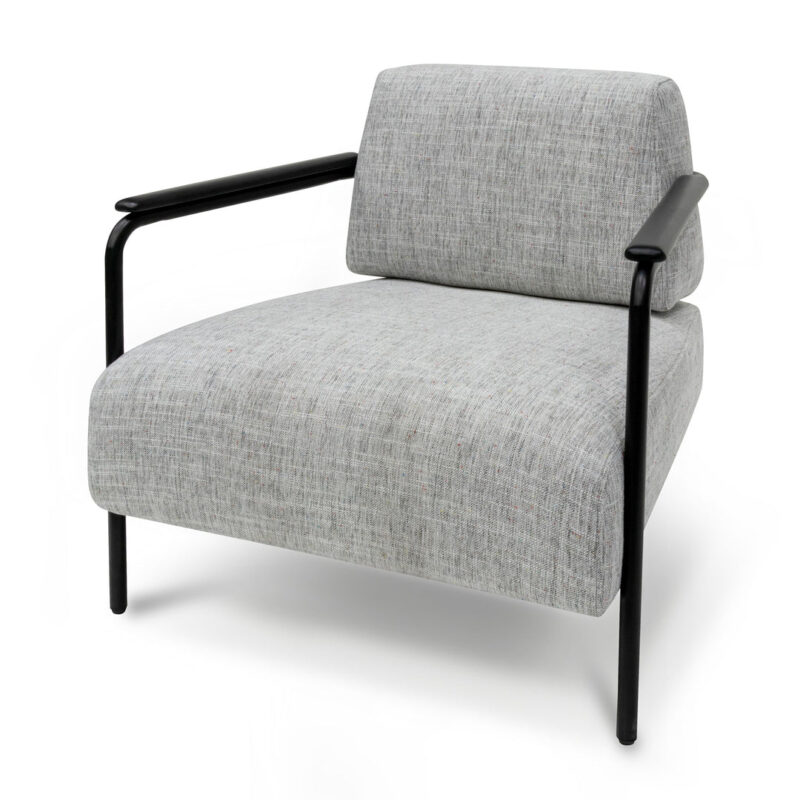 Constance Fabric Armchair - Light Spec Grey with Black Legs