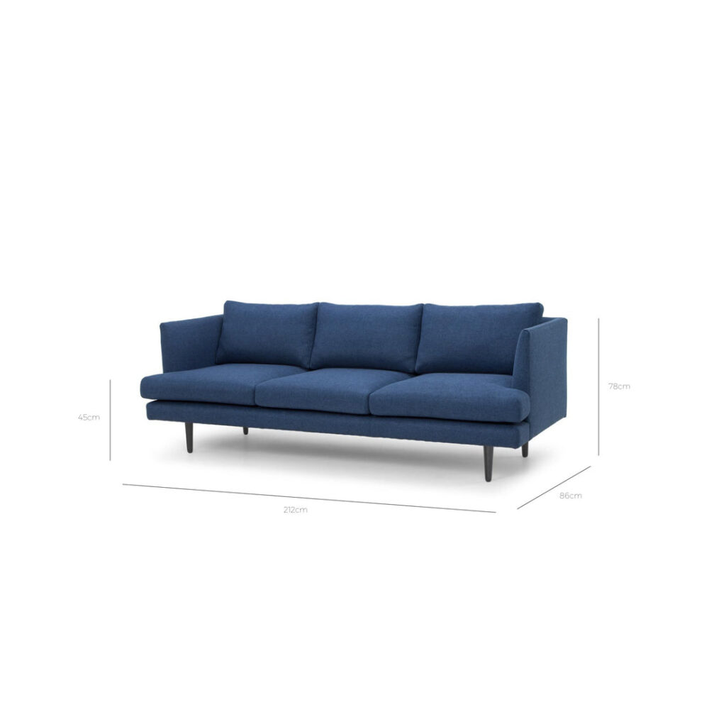 Denmark 3 Seater Fabric Sofa - Navy - Image 8
