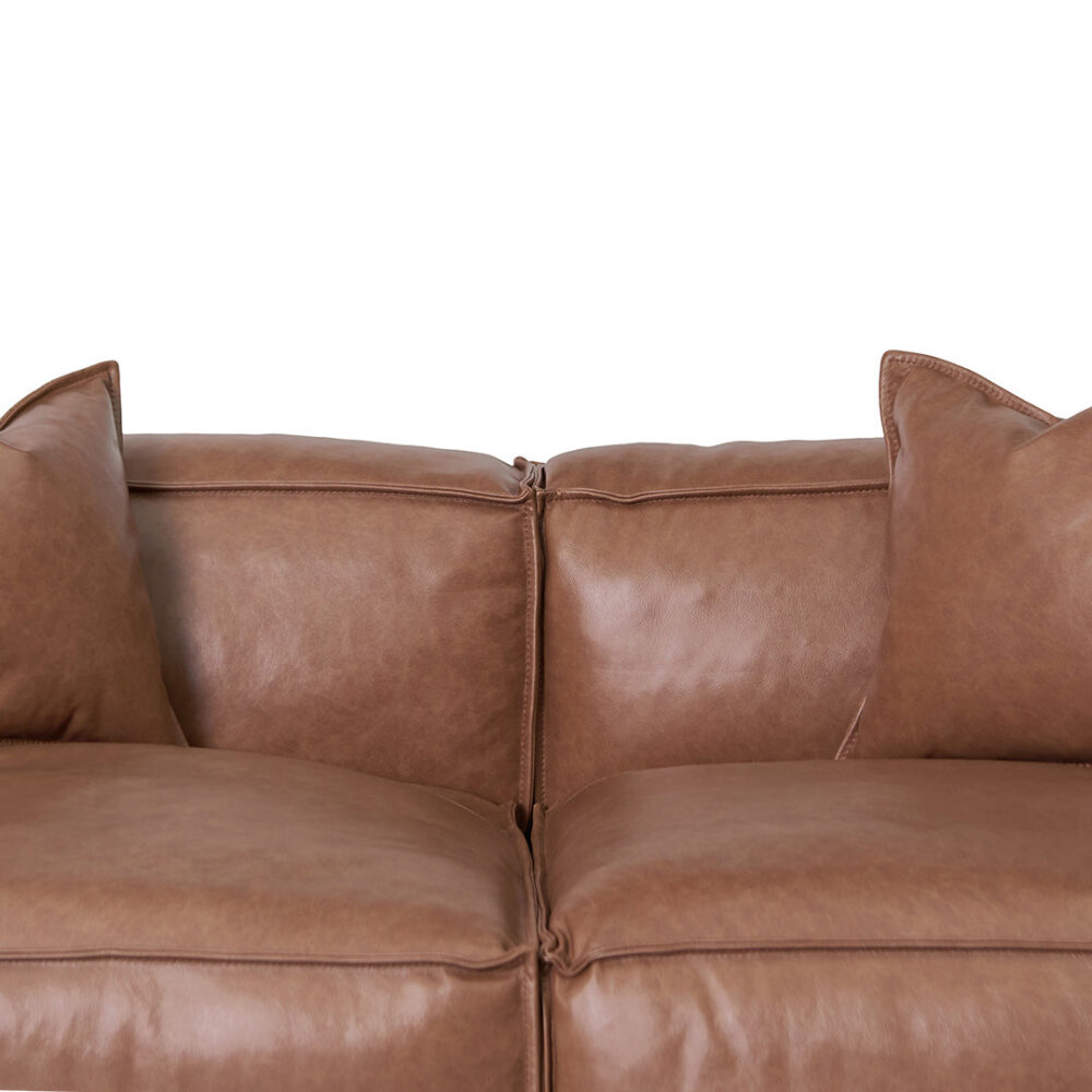 Loft 4 Seater Sofa with Cushion and Pillow - Caramel Brown - Image 5