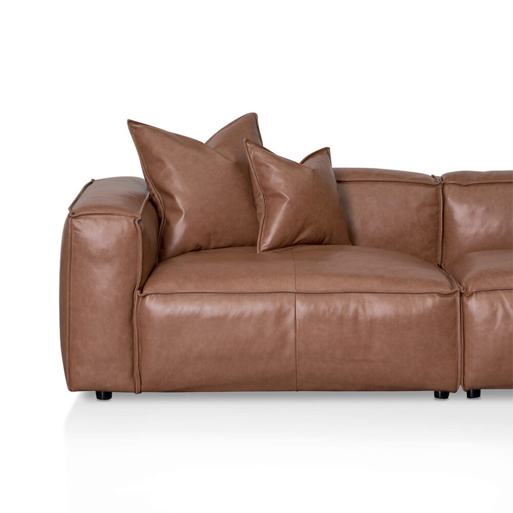 Loft 4 Seater Sofa with Cushion and Pillow - Caramel Brown - Image 4