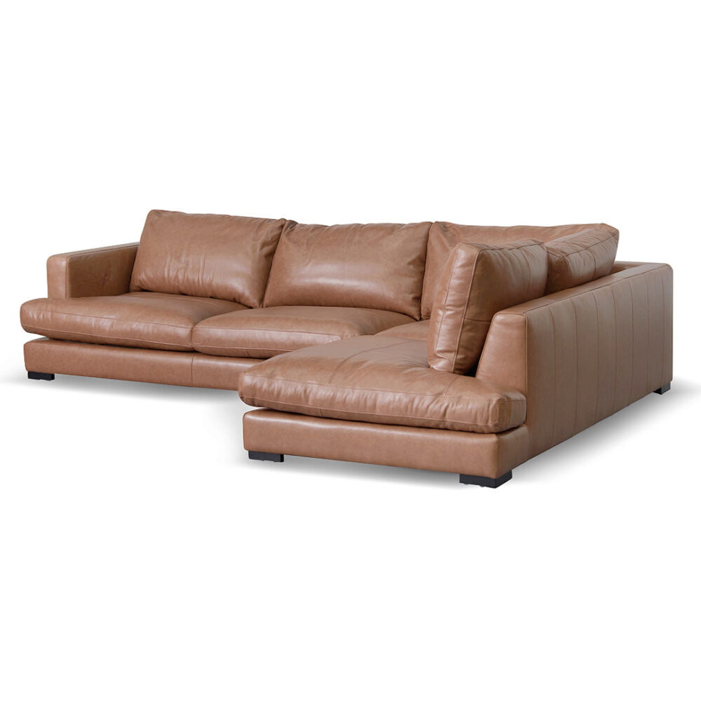 Lucinda 4 Seater Right Chaise Sofa - Caramel Brown - Image 3