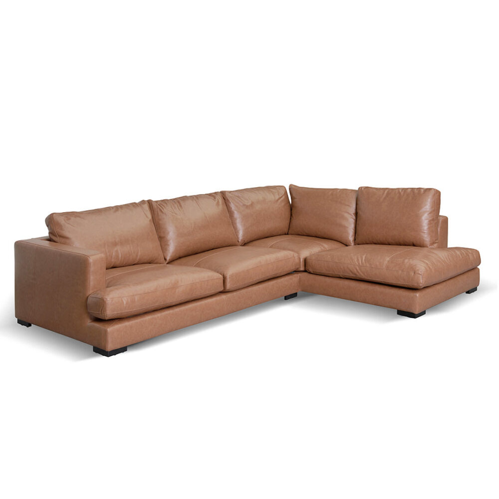 Lucinda 4 Seater Right Chaise Sofa - Caramel Brown - Image 4