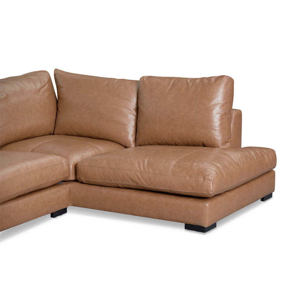 Lucinda 4 Seater Right Chaise Sofa - Caramel Brown - Image 5