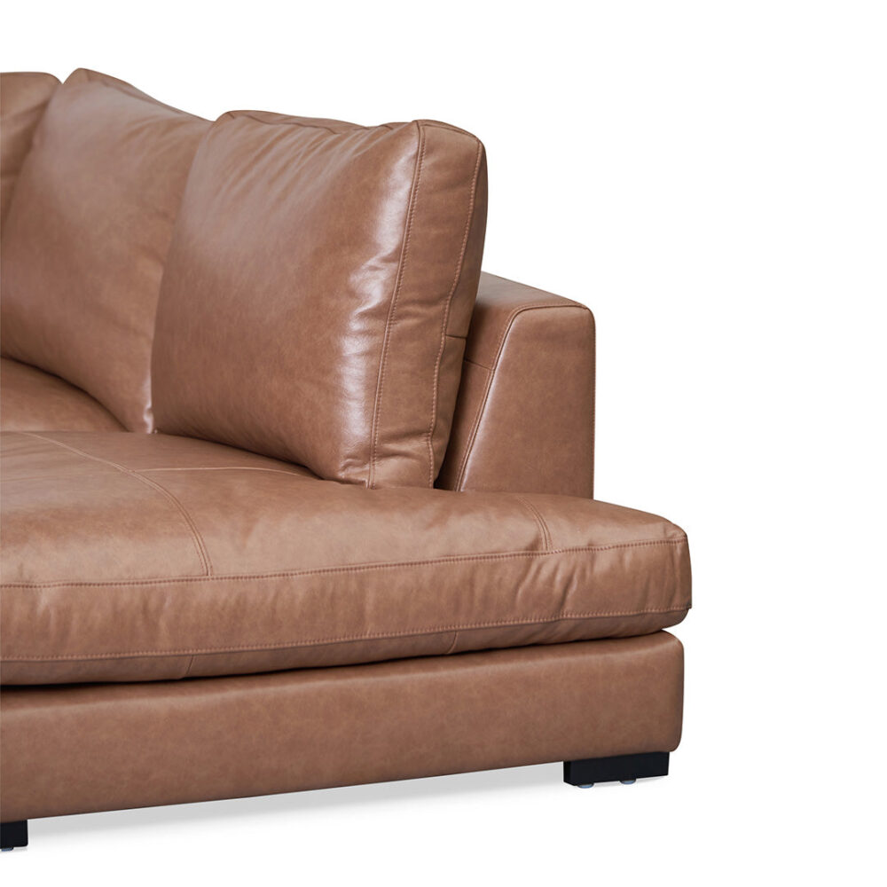 Lucinda 4 Seater Right Chaise Sofa - Caramel Brown - Image 6