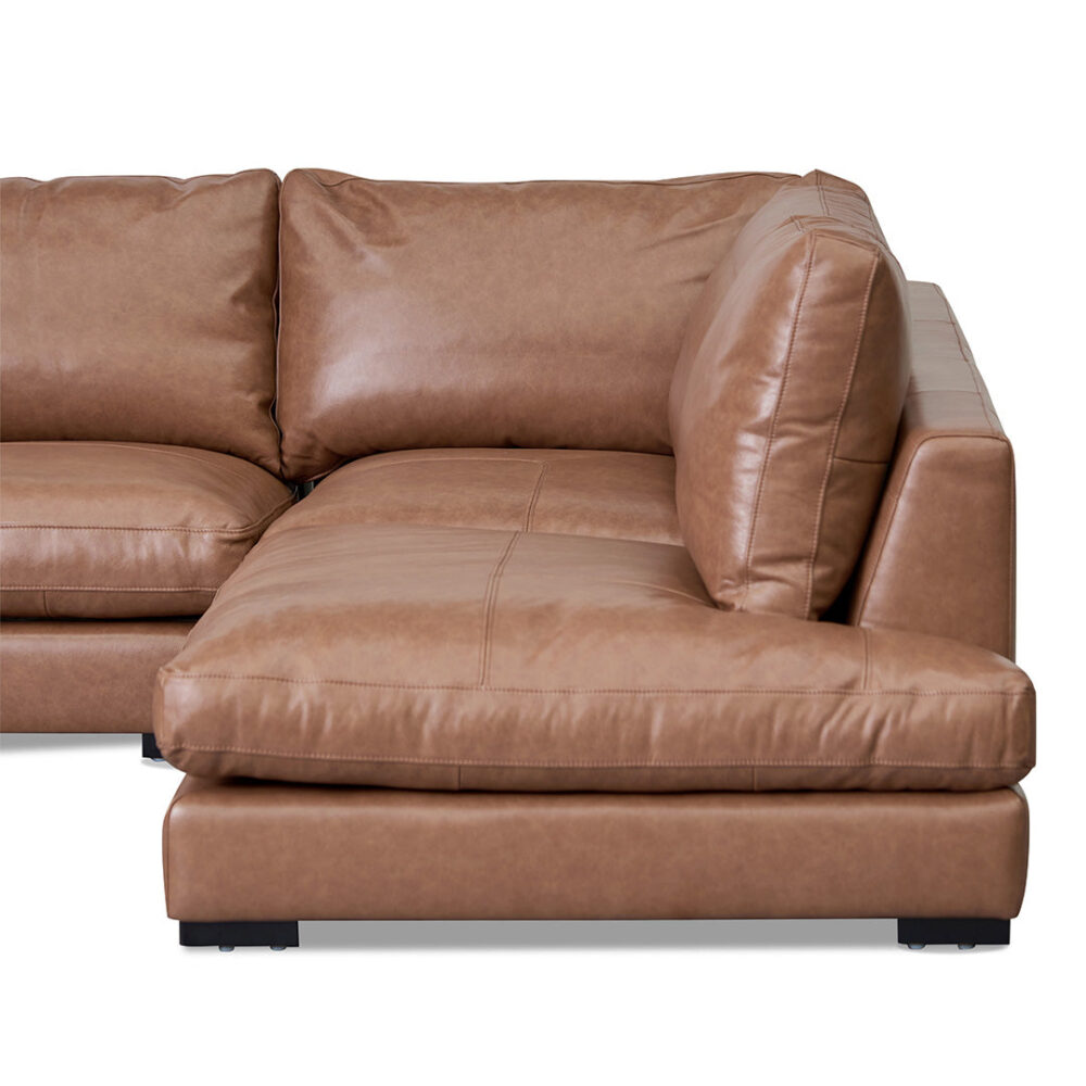 Lucinda 4 Seater Right Chaise Sofa - Caramel Brown - Image 8