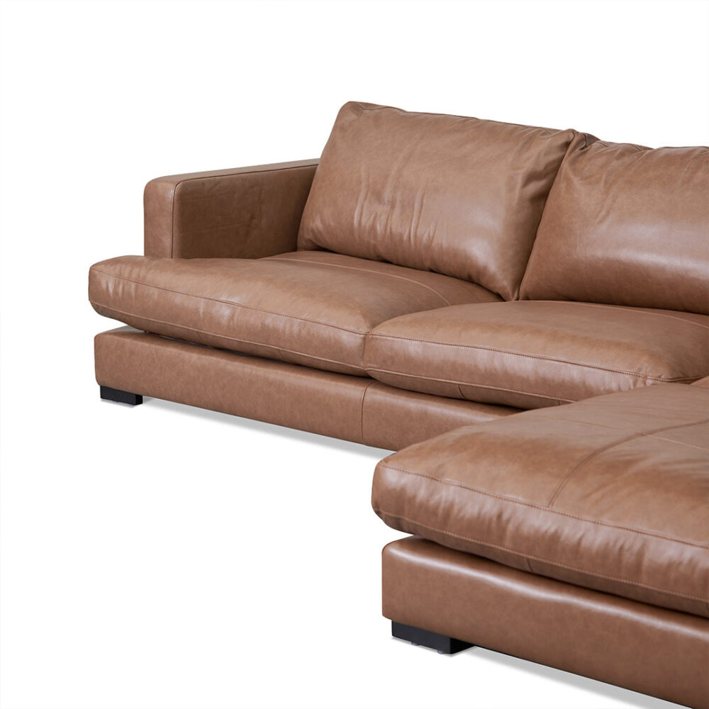 Lucinda 4 Seater Right Chaise Sofa - Caramel Brown - Image 9