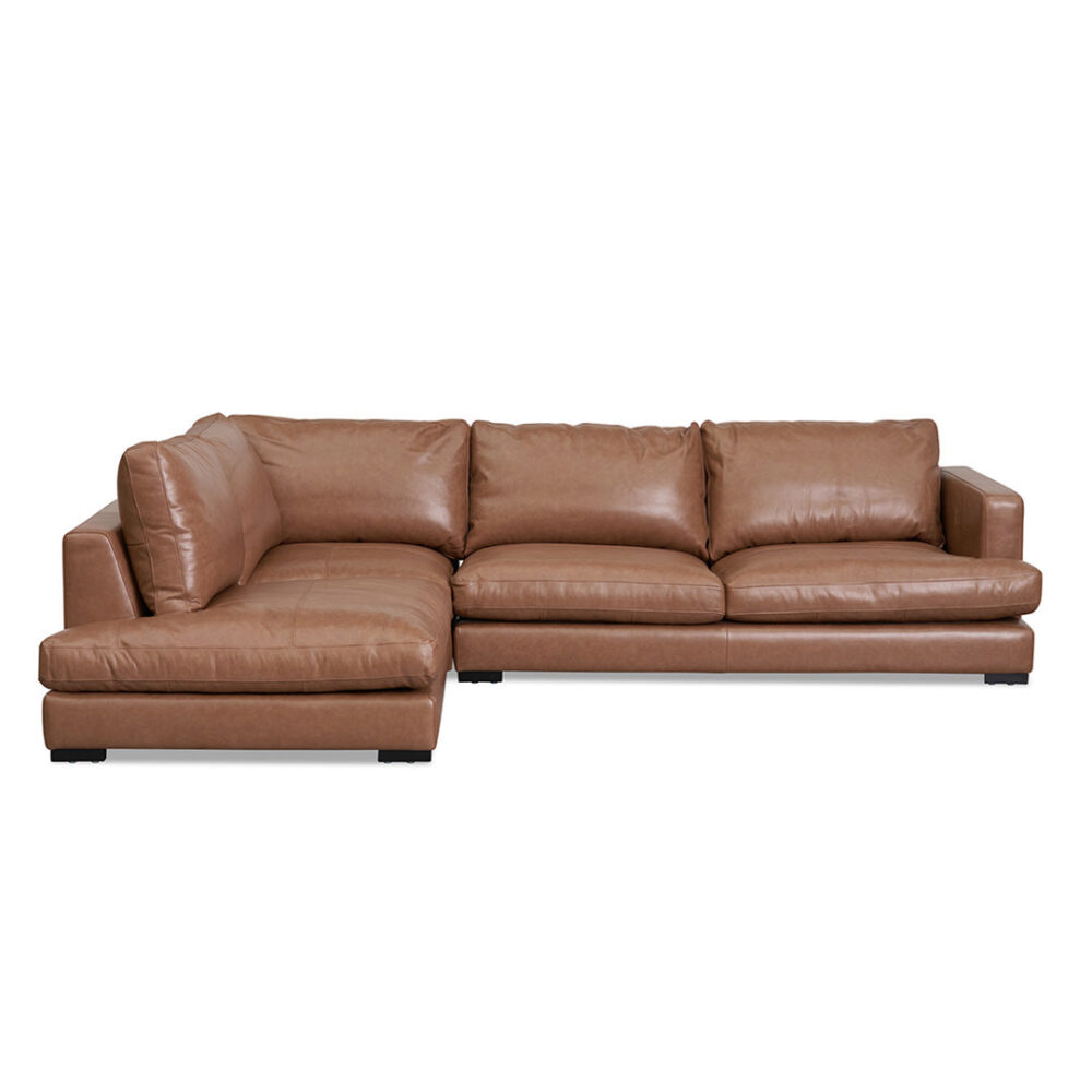Lucinda 4 Seater Left Chaise Sofa - Caramel Brown - Image 3