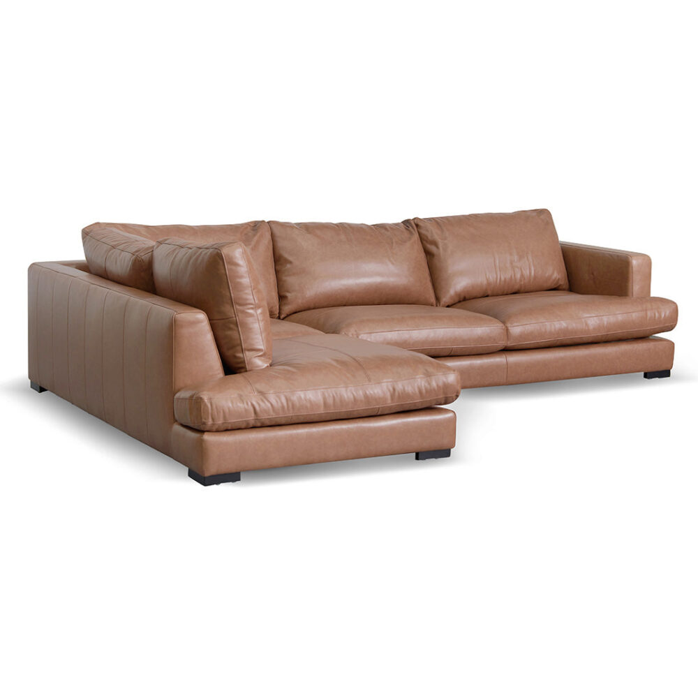 Lucinda 4 Seater Left Chaise Sofa - Caramel Brown - Image 5