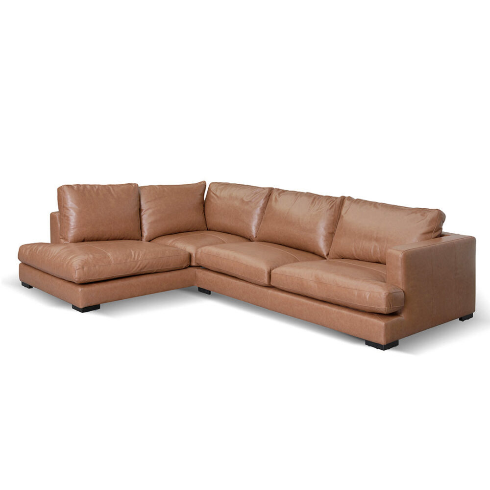 Lucinda 4 Seater Left Chaise Sofa - Caramel Brown - Image 2