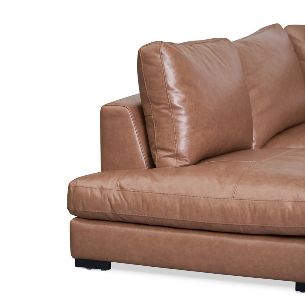 Lucinda 4 Seater Left Chaise Sofa - Caramel Brown - Image 7