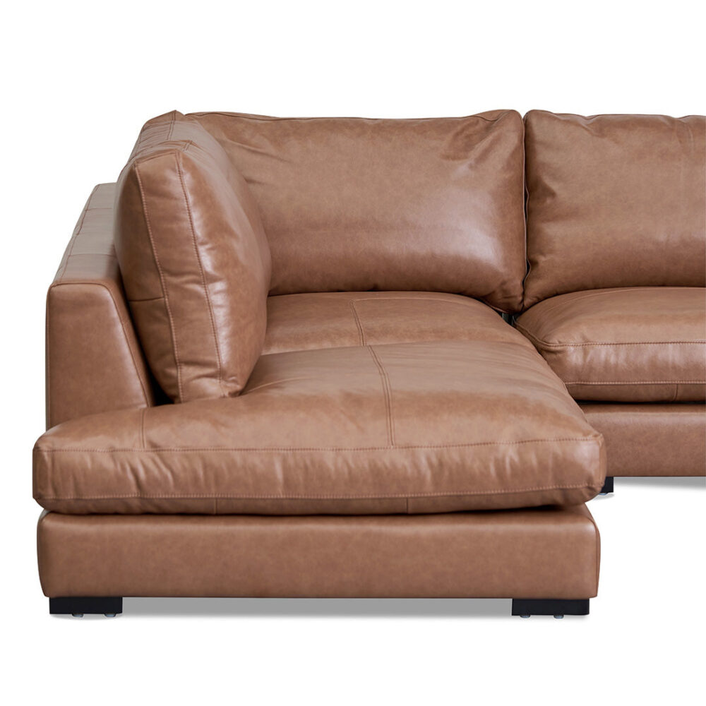 Lucinda 4 Seater Left Chaise Sofa - Caramel Brown - Image 4
