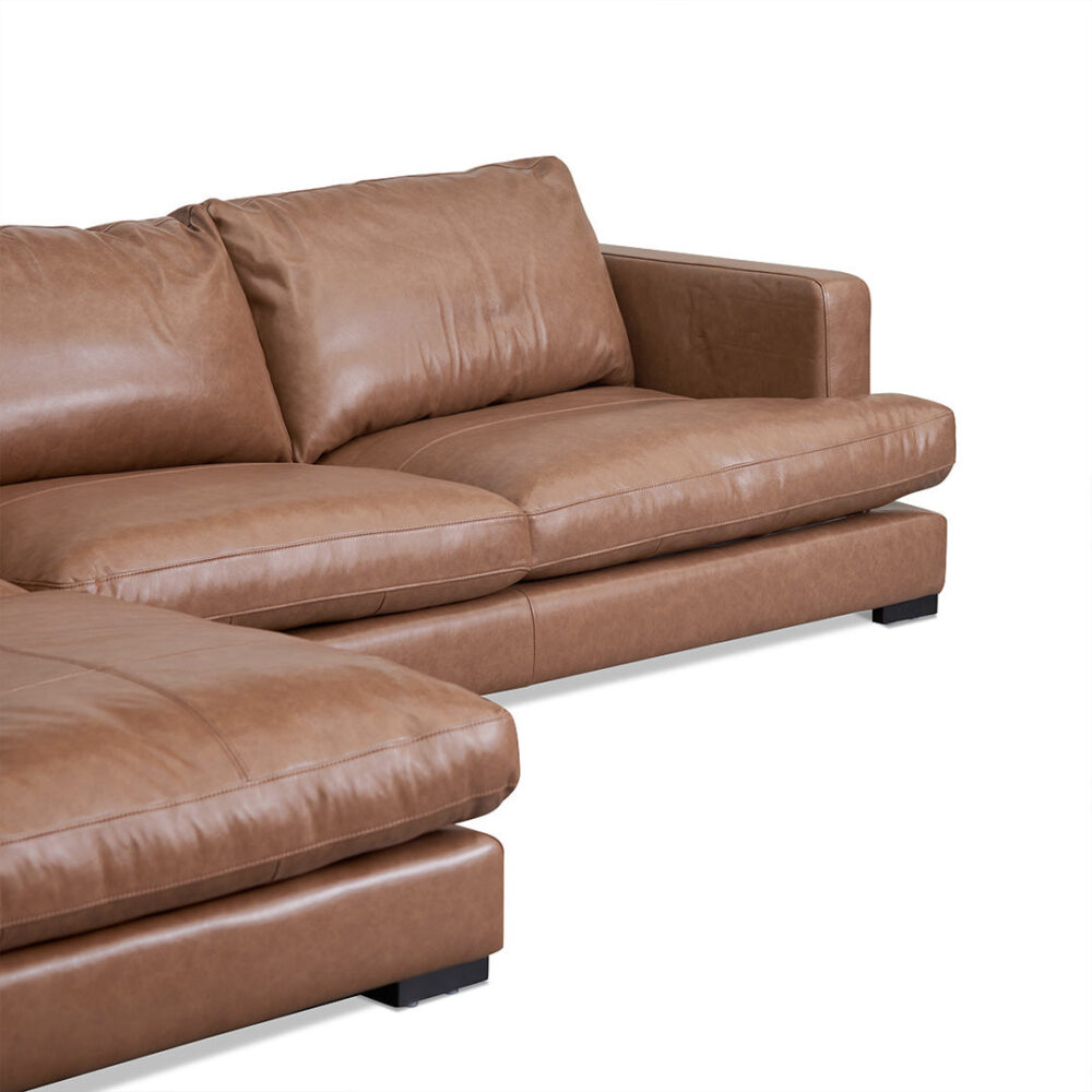 Lucinda 4 Seater Left Chaise Sofa - Caramel Brown - Image 8