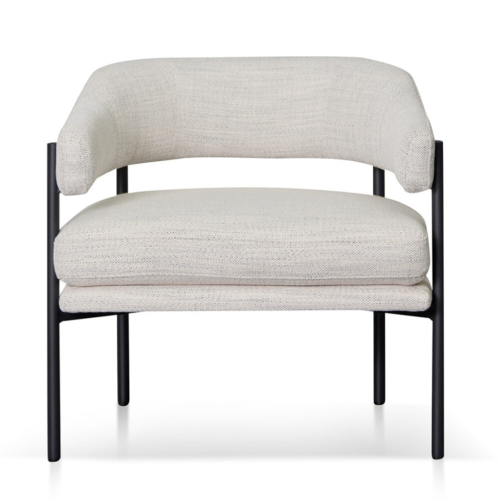 Walton Rustic Beige Fabric Armchair - Black Legs - Image 2