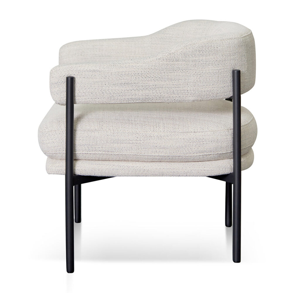 Walton Rustic Beige Fabric Armchair - Black Legs - Image 3