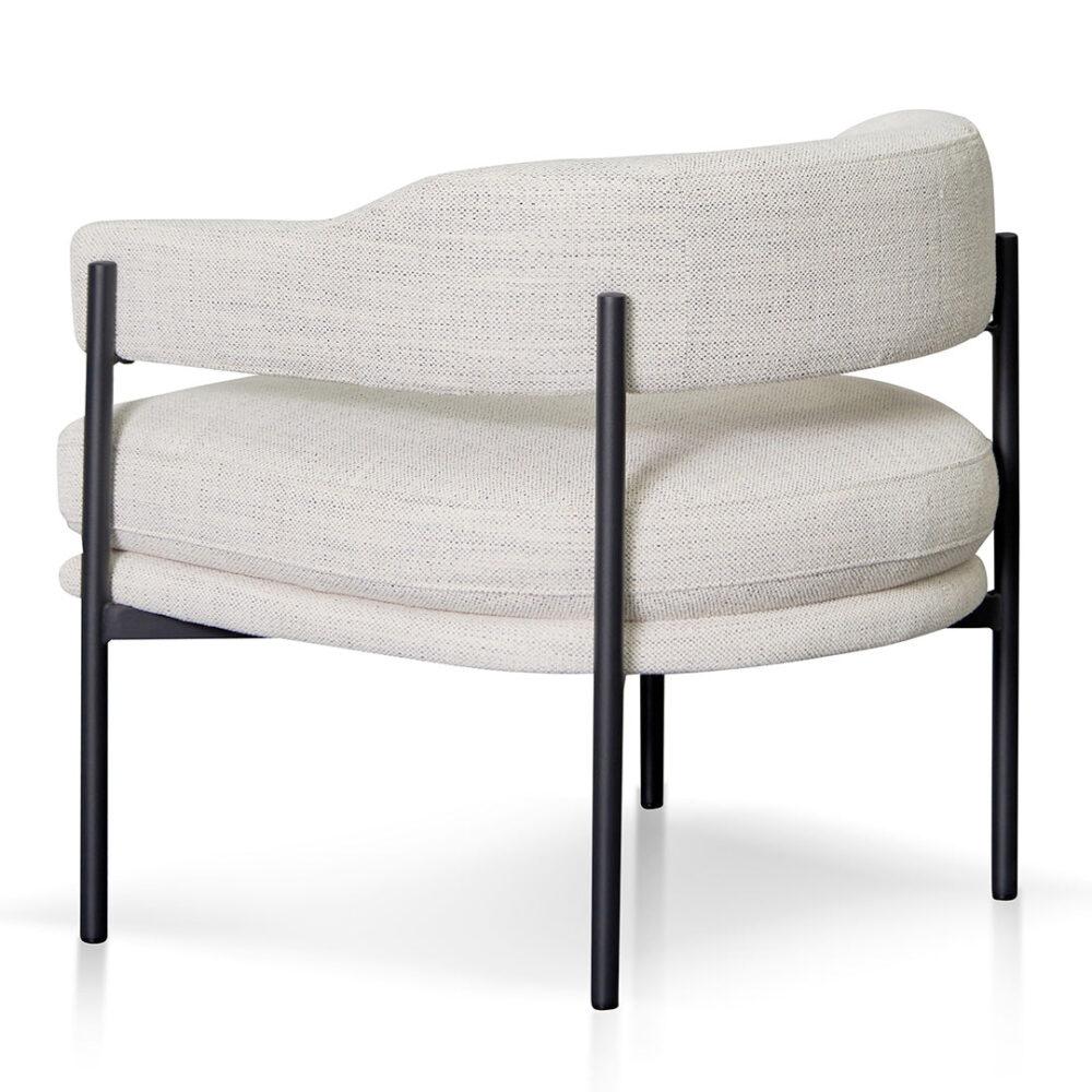 Walton Rustic Beige Fabric Armchair - Black Legs - Image 4