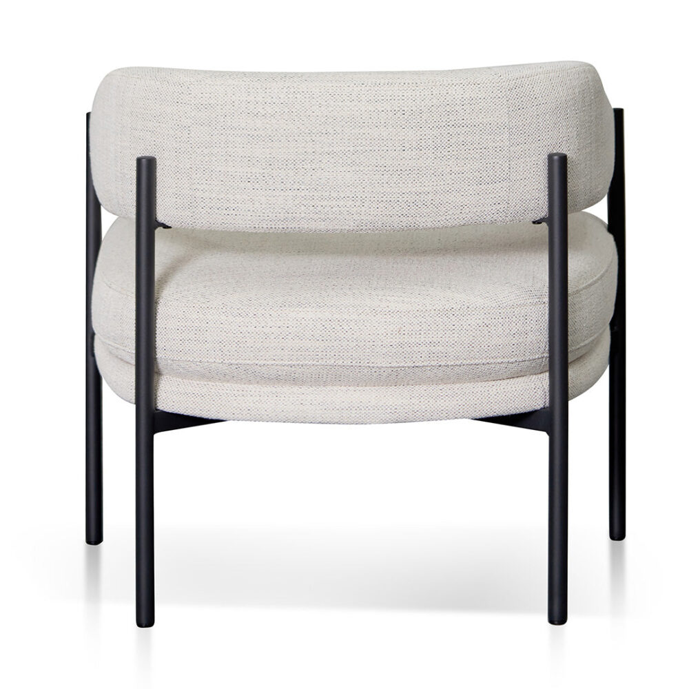 Walton Rustic Beige Fabric Armchair - Black Legs - Image 5