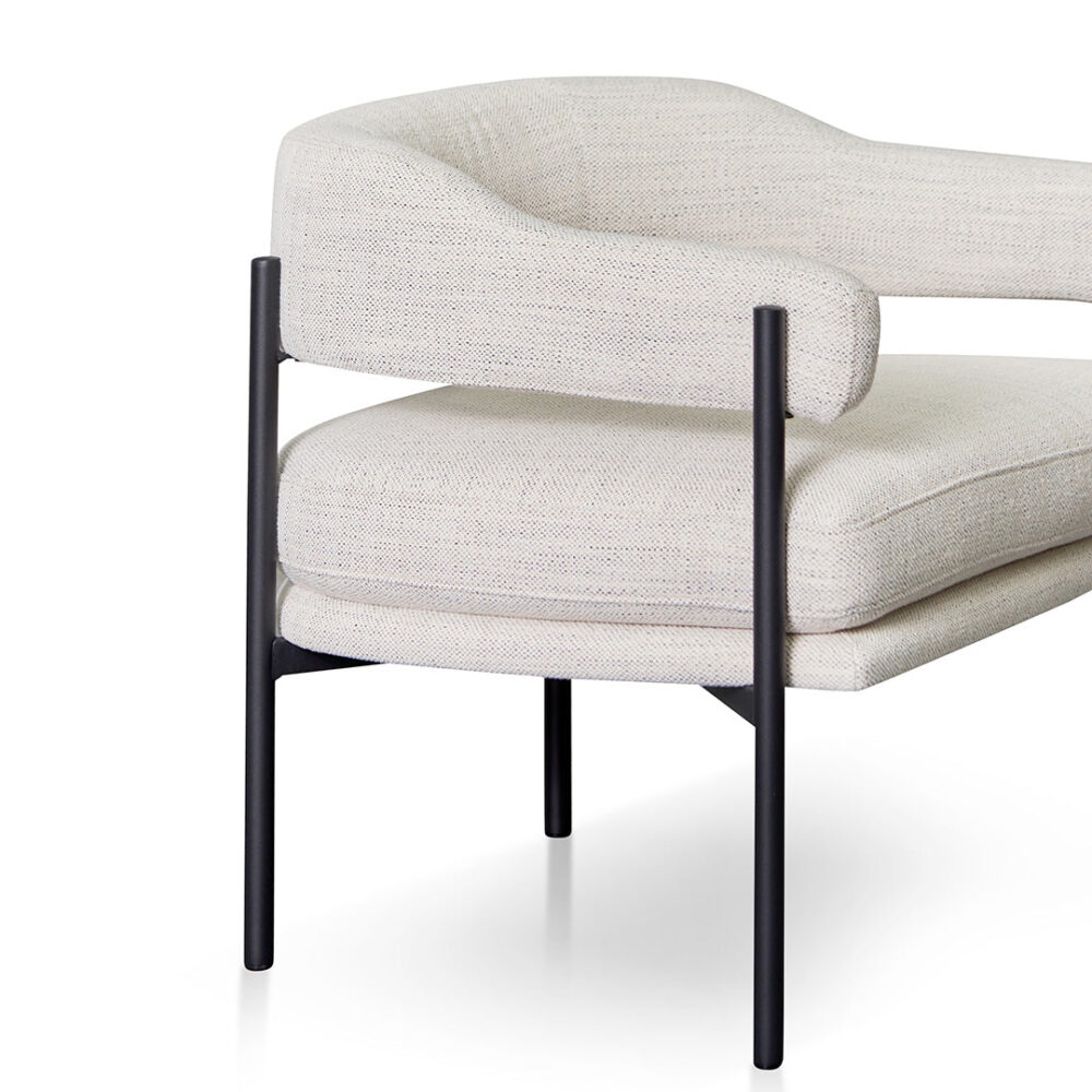 Walton Rustic Beige Fabric Armchair - Black Legs - Image 10