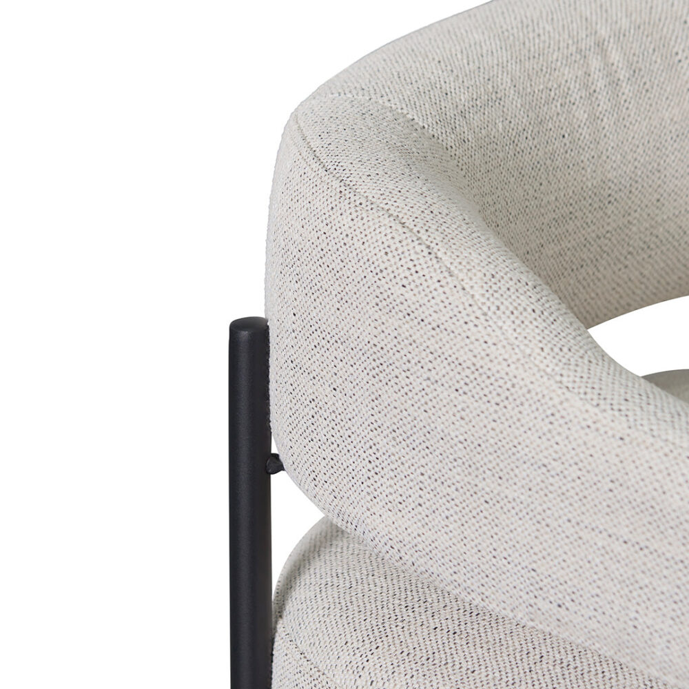 Walton Rustic Beige Fabric Armchair - Black Legs - Image 6