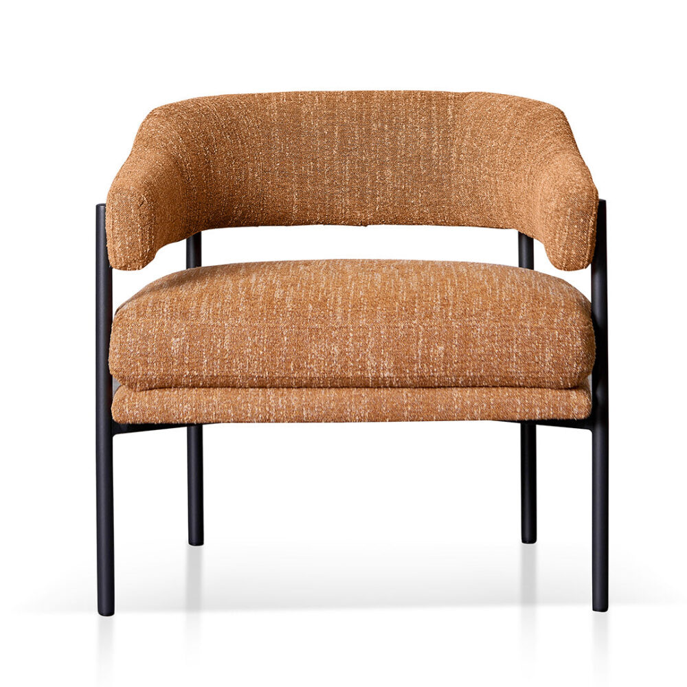 Walton Ginger Brown Fabric Armchair - Black Legs - Image 2