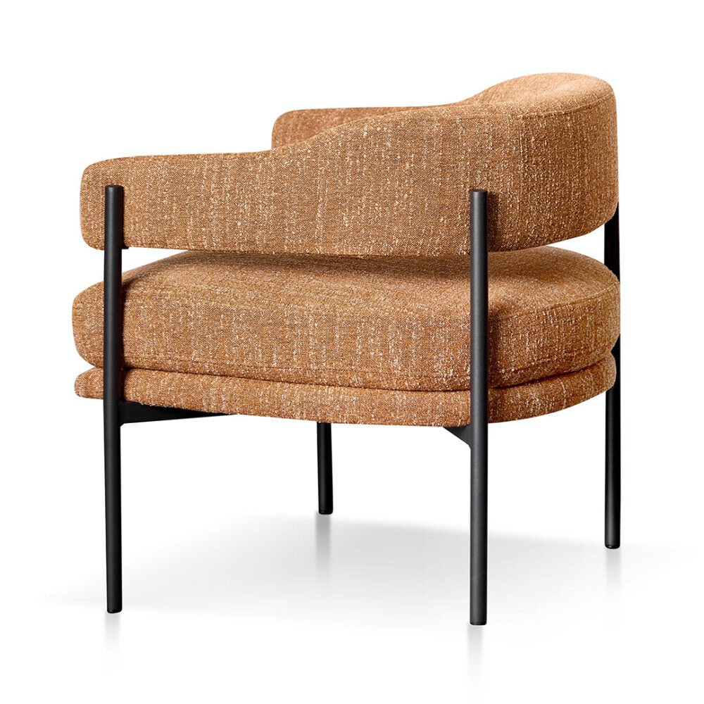 Walton Ginger Brown Fabric Armchair - Black Legs - Image 3
