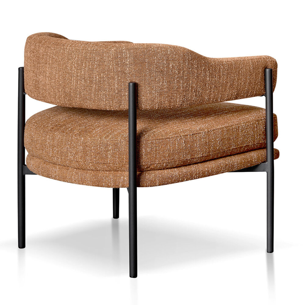 Walton Ginger Brown Fabric Armchair - Black Legs - Image 4