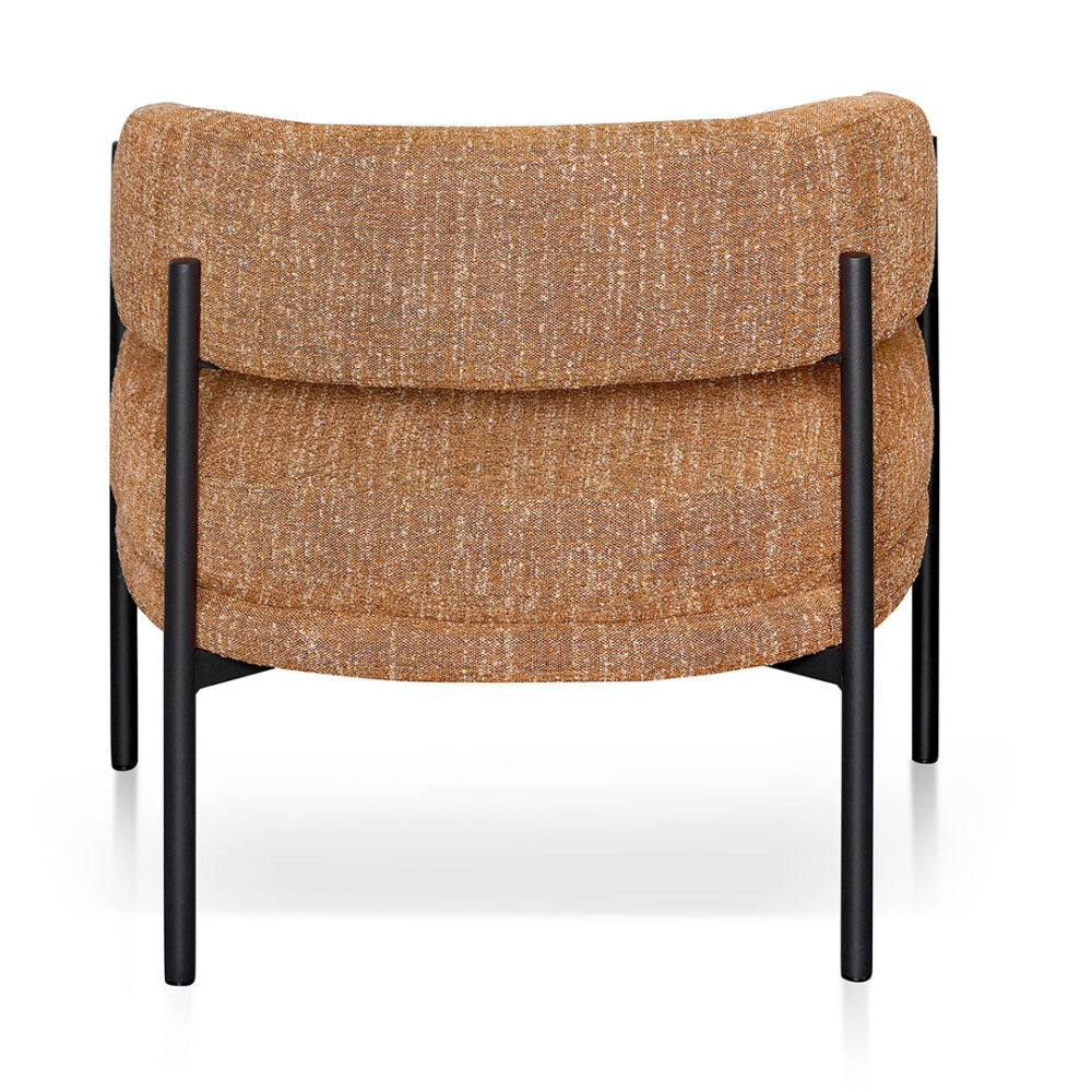 Walton Ginger Brown Fabric Armchair - Black Legs - Image 5