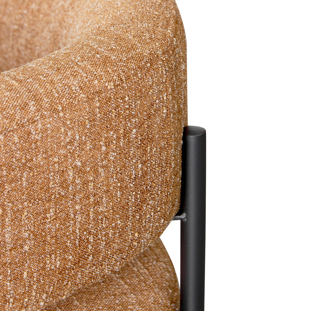 Walton Ginger Brown Fabric Armchair - Black Legs - Image 7