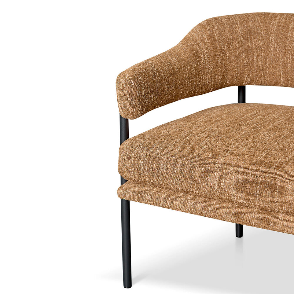 Walton Ginger Brown Fabric Armchair - Black Legs - Image 6