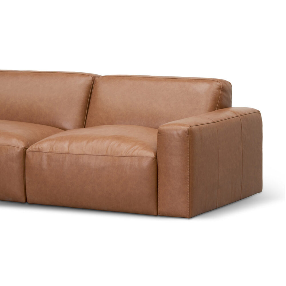 Manuela 4 Seater Sofa - Caramel Brown Leather - Image 4