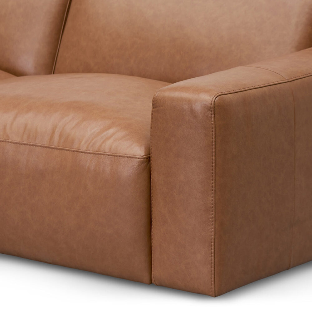 Manuela 4 Seater Sofa - Caramel Brown Leather - Image 5