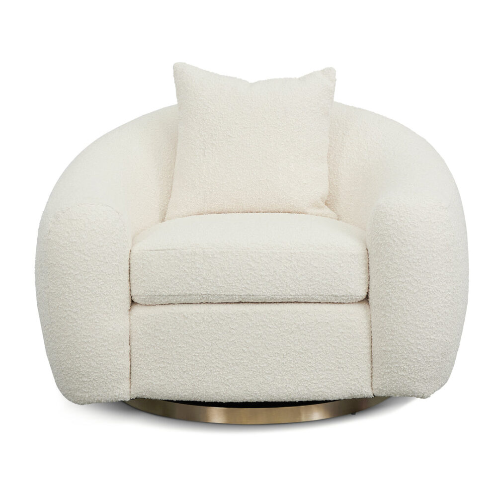 Howard Swivel Armchair - Ivory White Boucle - Image 2