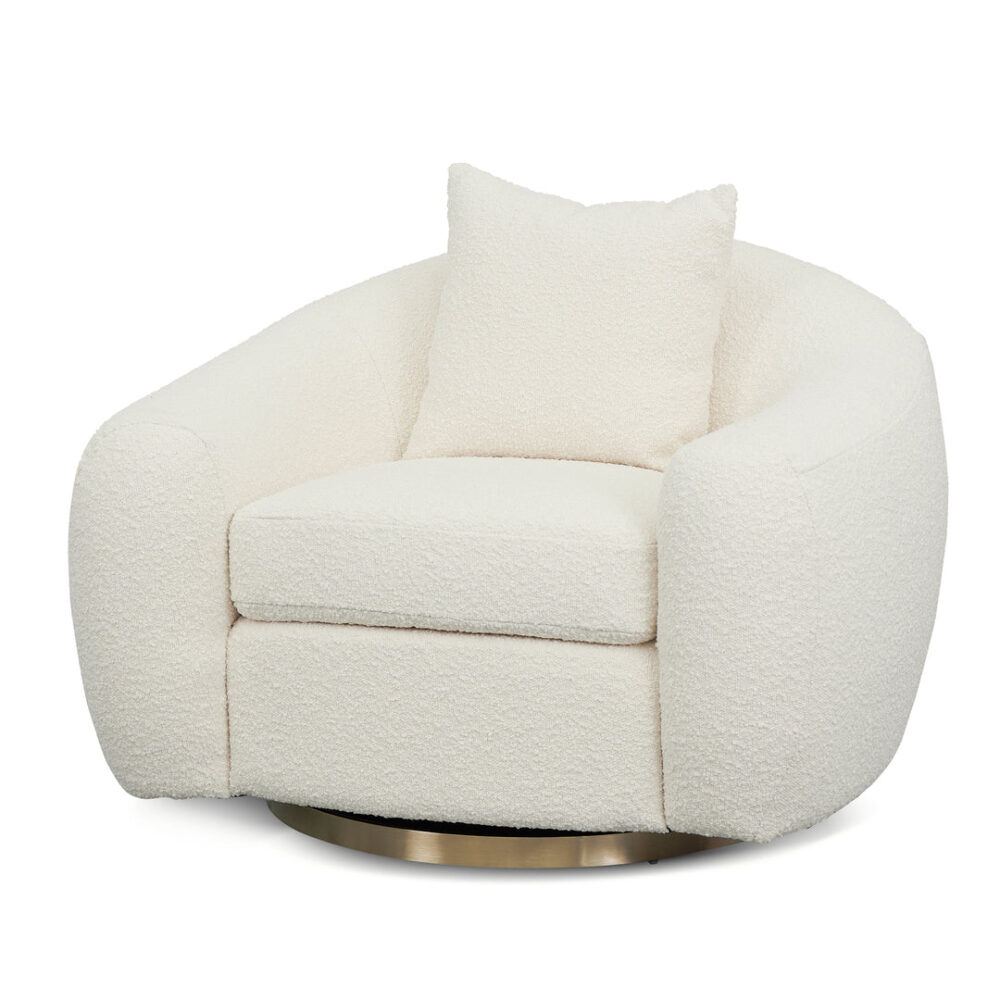 Howard Swivel Armchair - Ivory White Boucle
