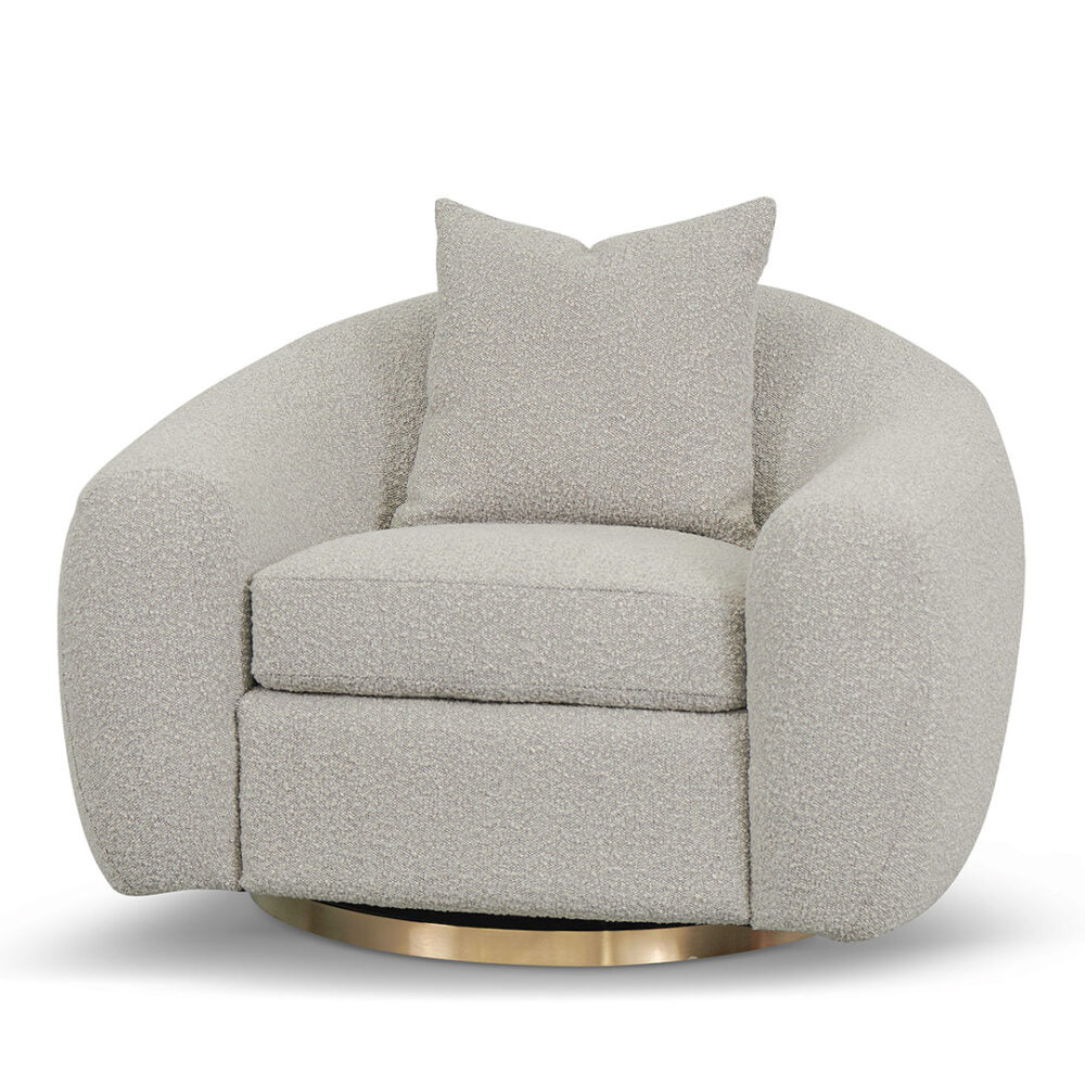 Howard Swivel Armchair - Ash Grey Boucle