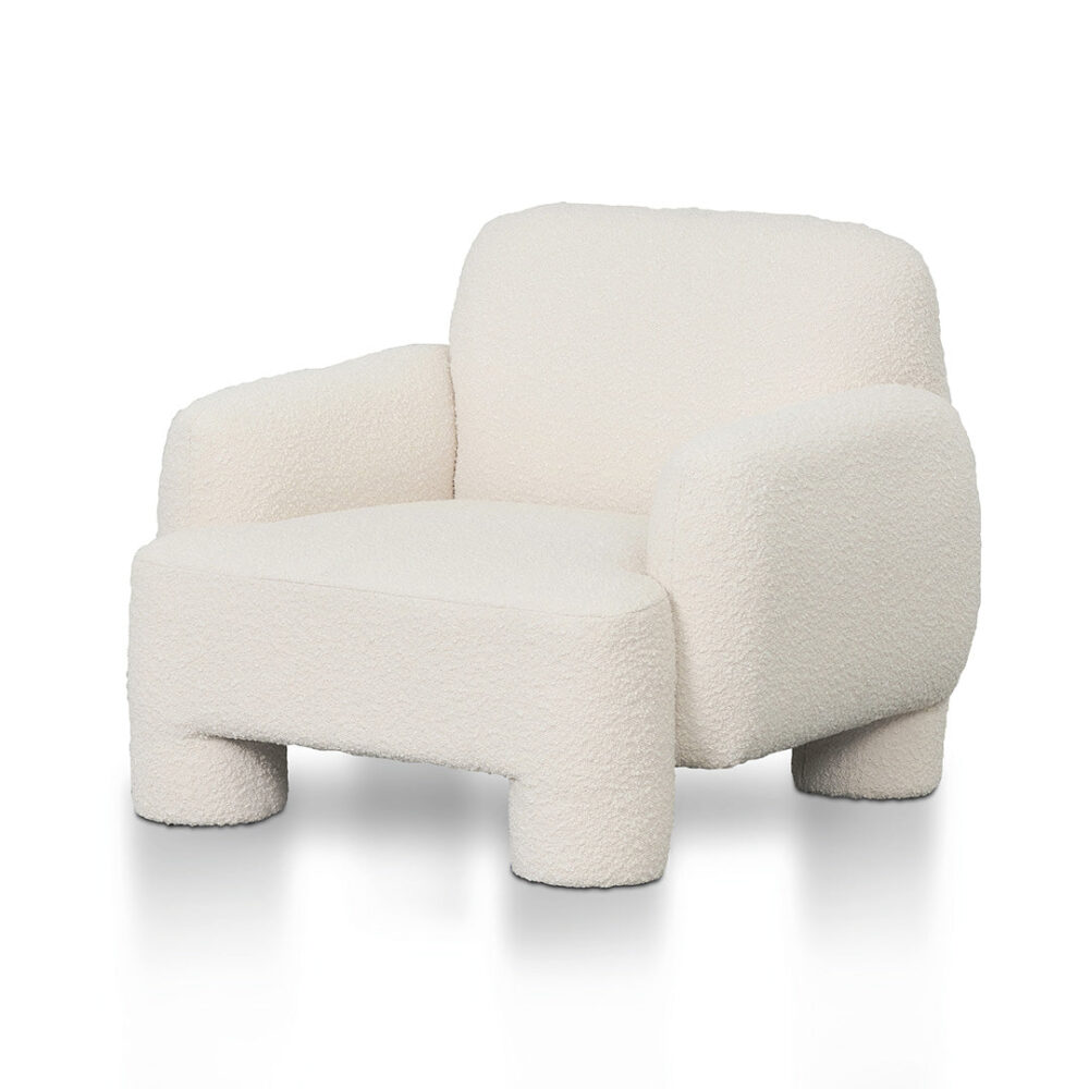 Breda Armchair - Ivory White Boucle - Image 3