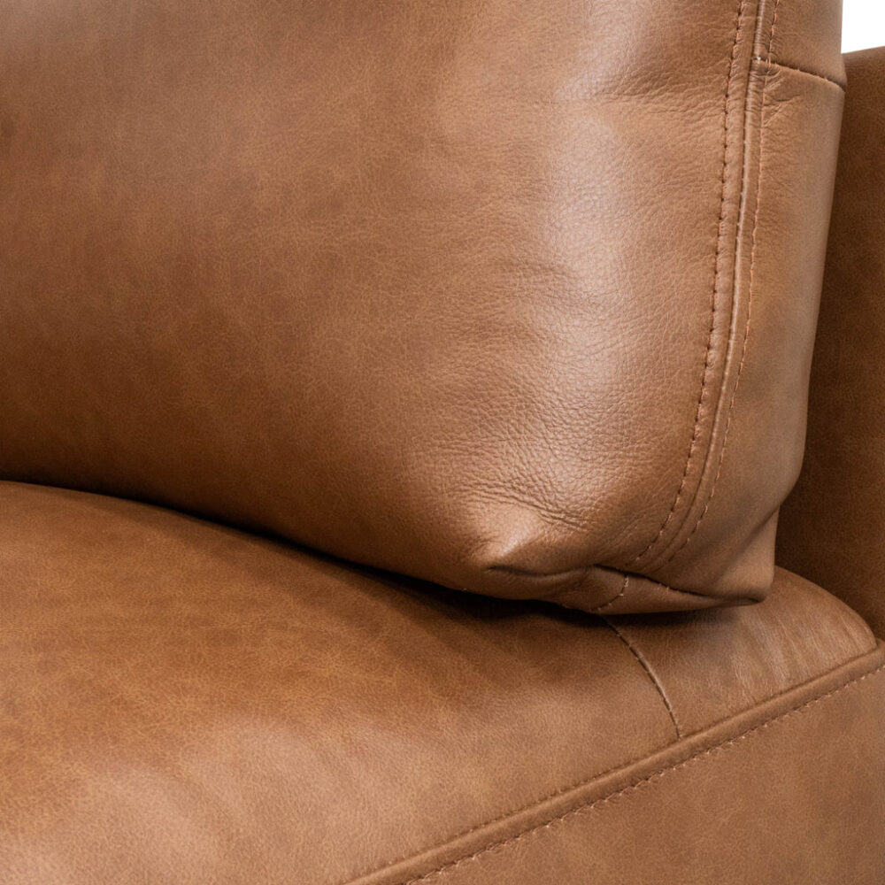 Emilis 4 Seater Left Chaise Leather Sofa - Caramel Brown - Image 10