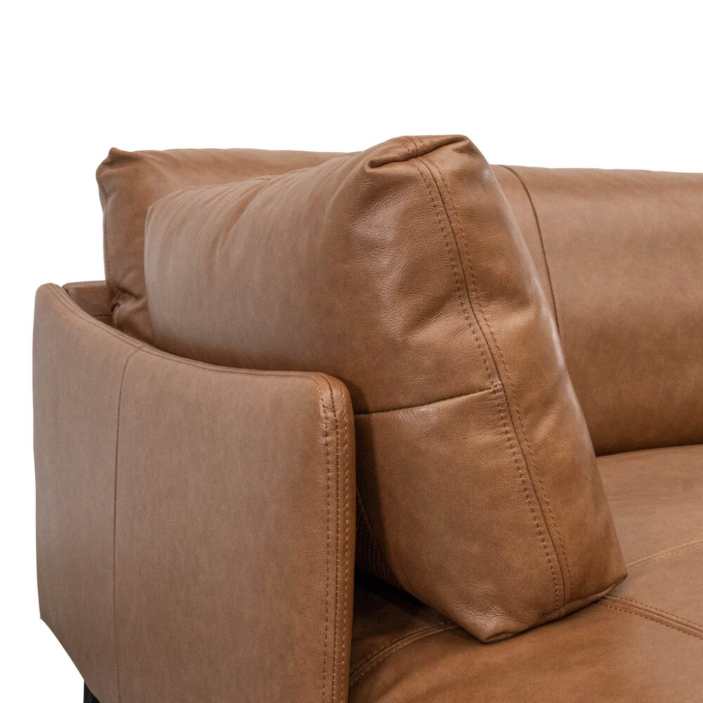 Emilis 4 Seater Left Chaise Leather Sofa - Caramel Brown - Image 8