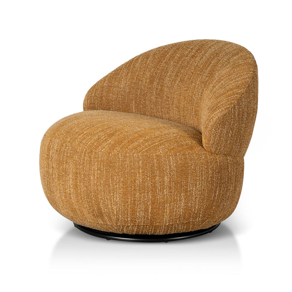 Isla Swivel Fabric Lounge Chair - Ginger Brown