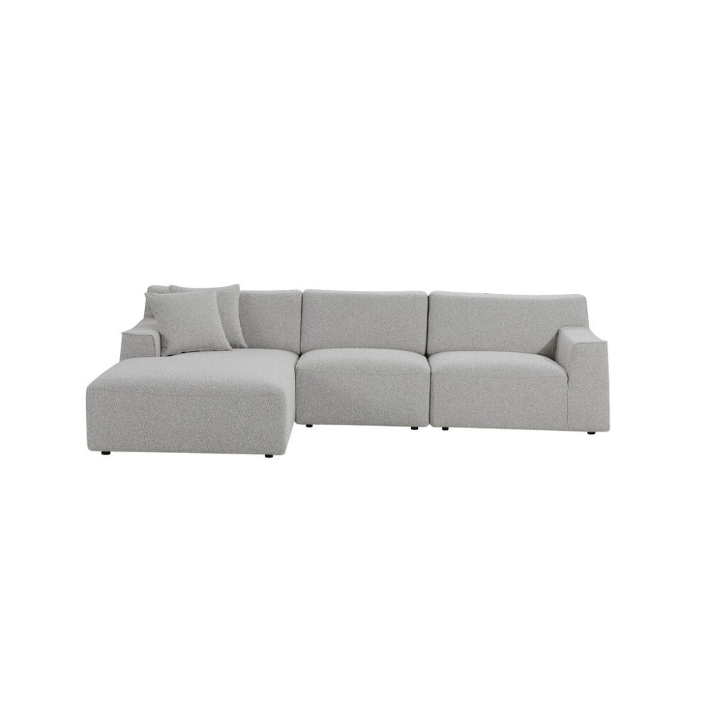 Marlin 3 Seater Left Chaise Fabric Sofa - Clay Grey - Image 2
