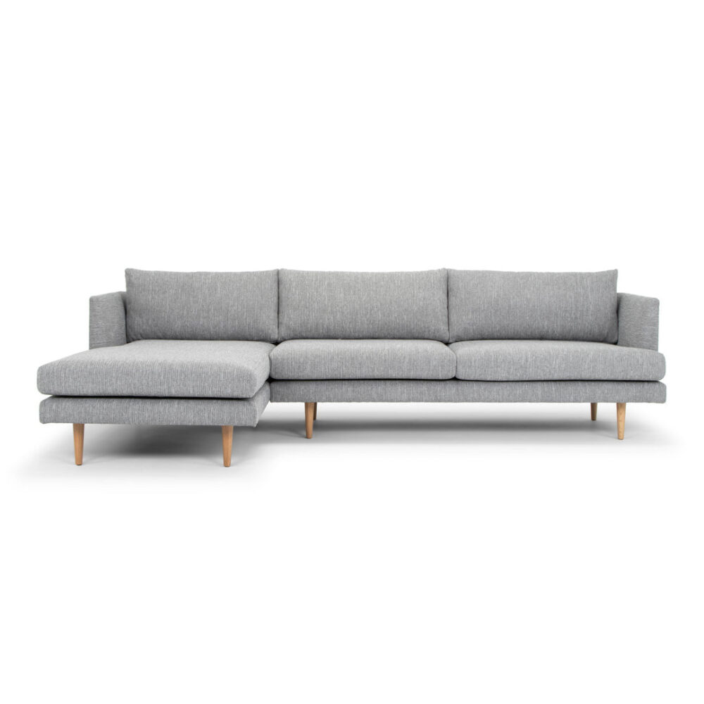 Denmark 3 Seater With Left Chaise Fabric Sofa - Graphite Grey with Natural Legs - Image 2