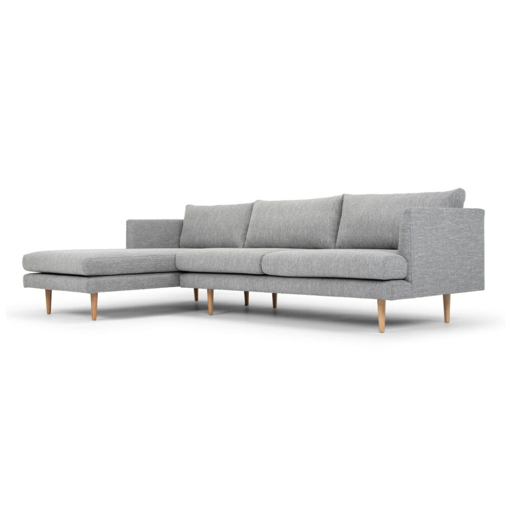 Denmark 3 Seater With Left Chaise Fabric Sofa - Graphite Grey with Natural Legs - Image 3