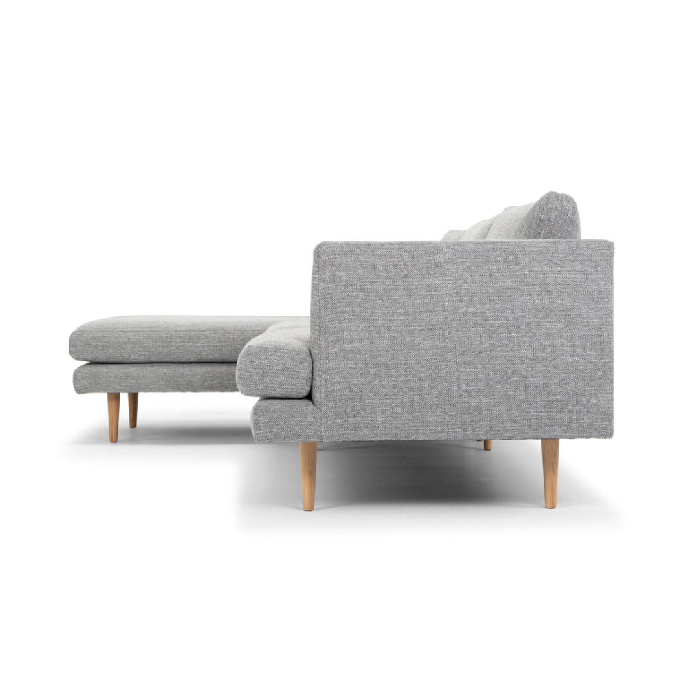Denmark 3 Seater With Left Chaise Fabric Sofa - Graphite Grey with Natural Legs - Image 4