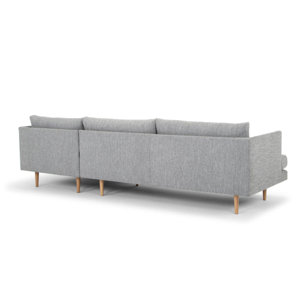 Denmark 3 Seater Right Chaise Fabric Sofa - Graphite Grey with Natural Legs - Image 5
